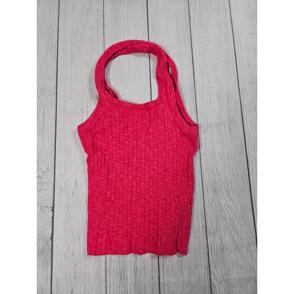 Pilcro Sweater Tank Top Womens Small Pink Rib Knit Cotton Blend Sleeveless - Picture 1 of 7